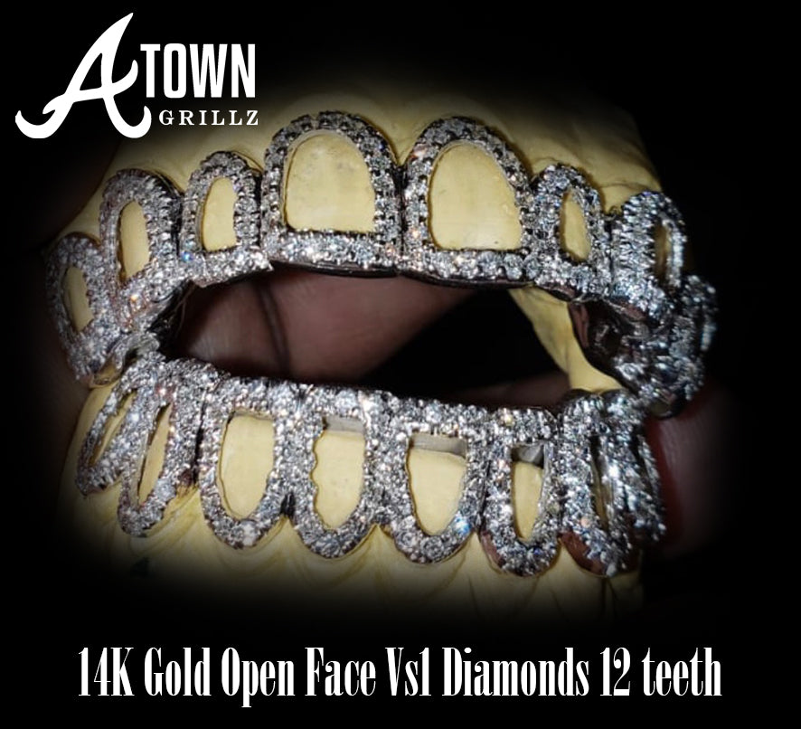 DreamGold - Grillz 1 dent open face + diamonds - Or 18K